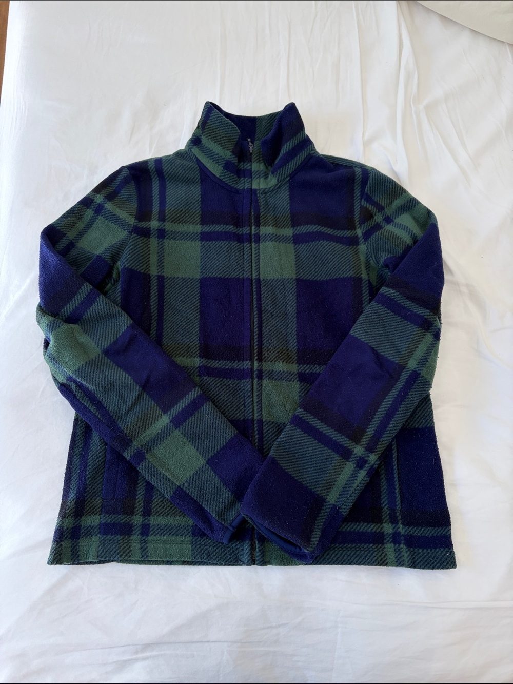 Uniqlo Blue and Green Plaid Fleece Jacket